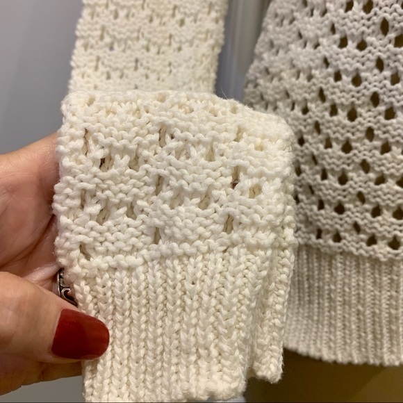 Loft Cream Crotched V-neck Top S - Picture 2 of 8